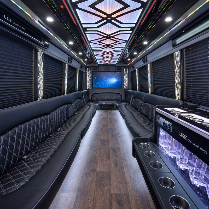 15 Passenger Party Bus Interior