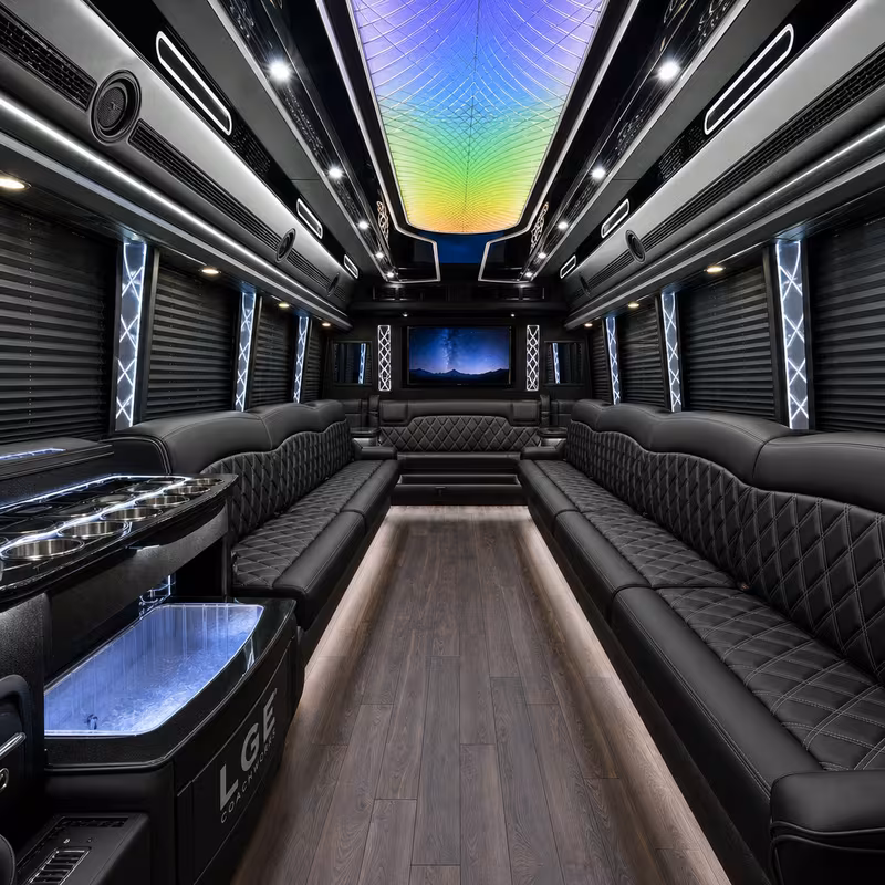 15 Passenger Party Bus Interior