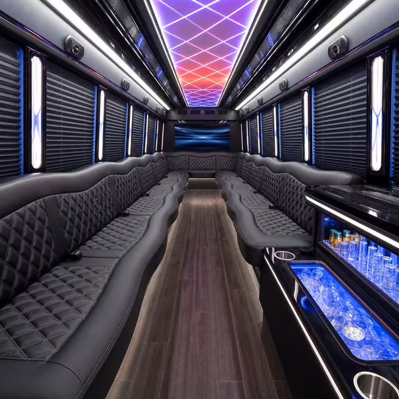 18 Passenger Party Bus Interior