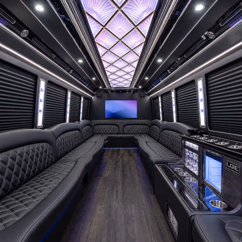 18 Passenger Party Bus Interior