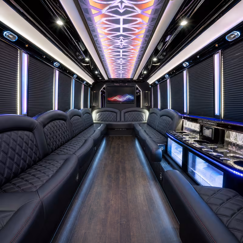 20 Passenger Party Bus Interior