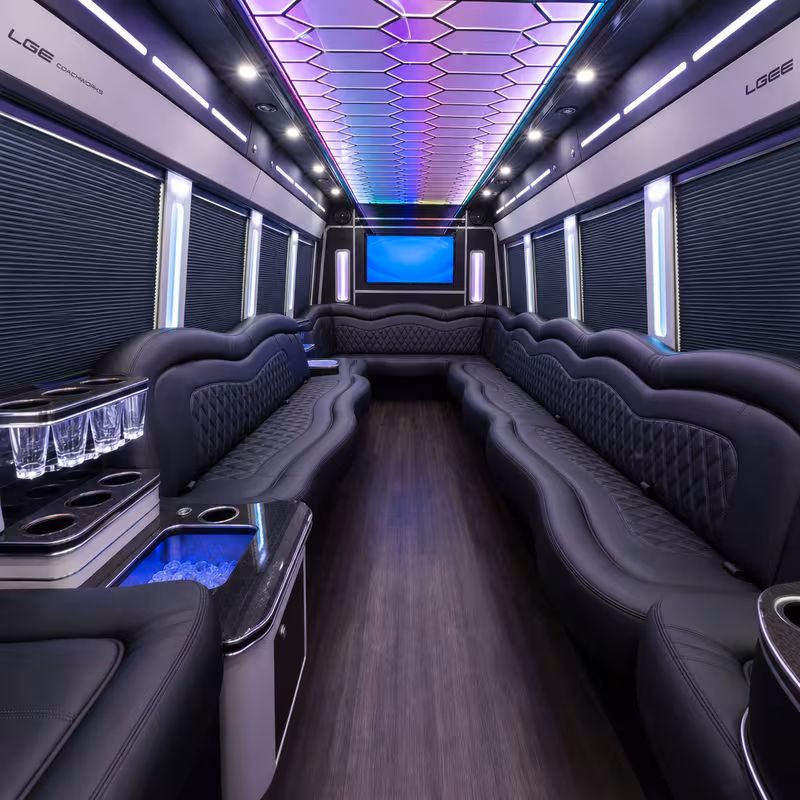 20 Passenger Party Bus Interior