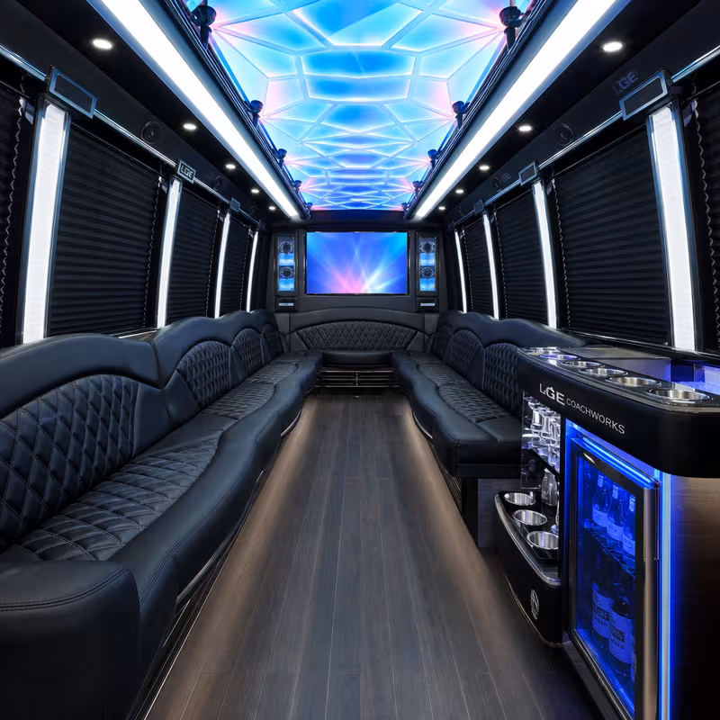 25 Passenger Party Bus Interior