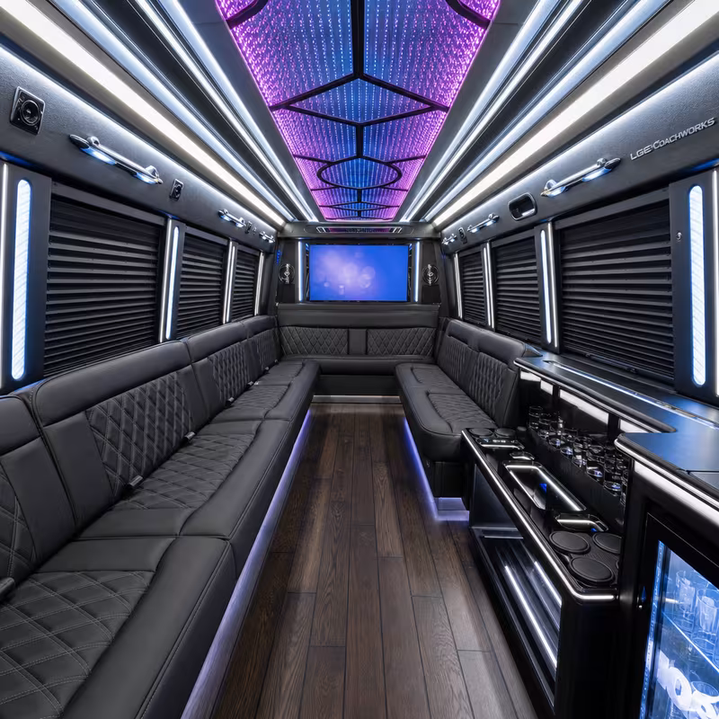 25 Passenger Party Bus Interior