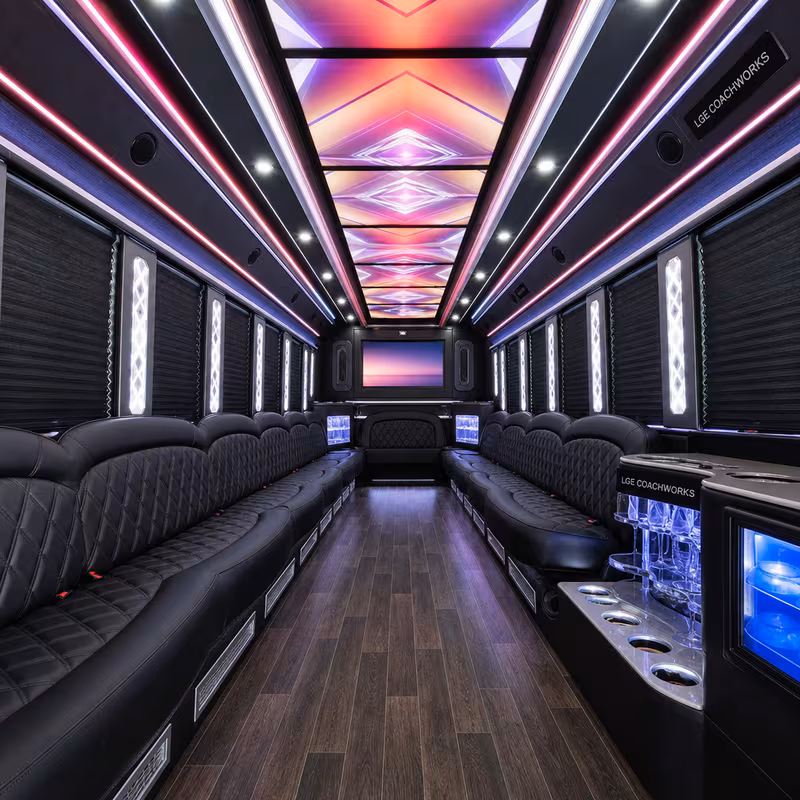 28 Passenger Party Bus Interior
