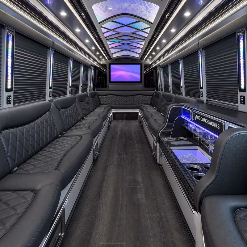 50 Passenger Party Bus Interior