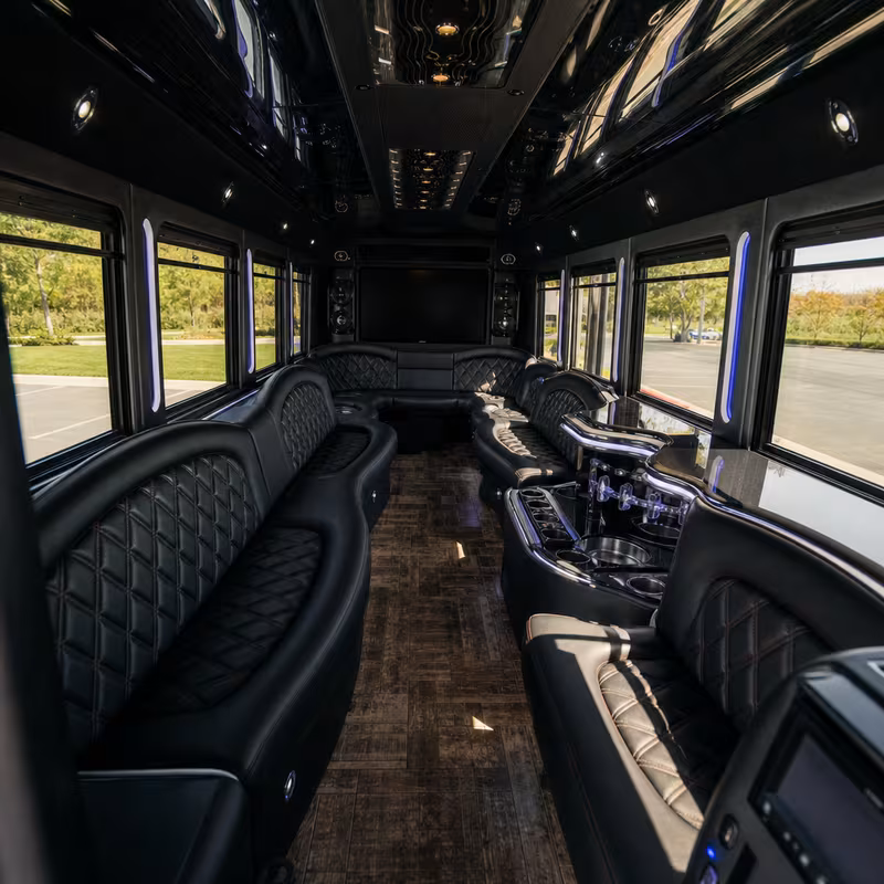 Passenger watching the New Orleans scenery during a regional party bus road trip