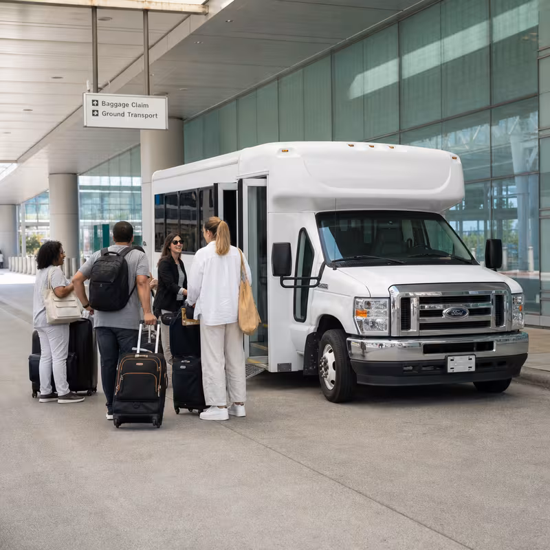 Black Mercedes Sprinter van staged for an New Orleans Airport Transportation group