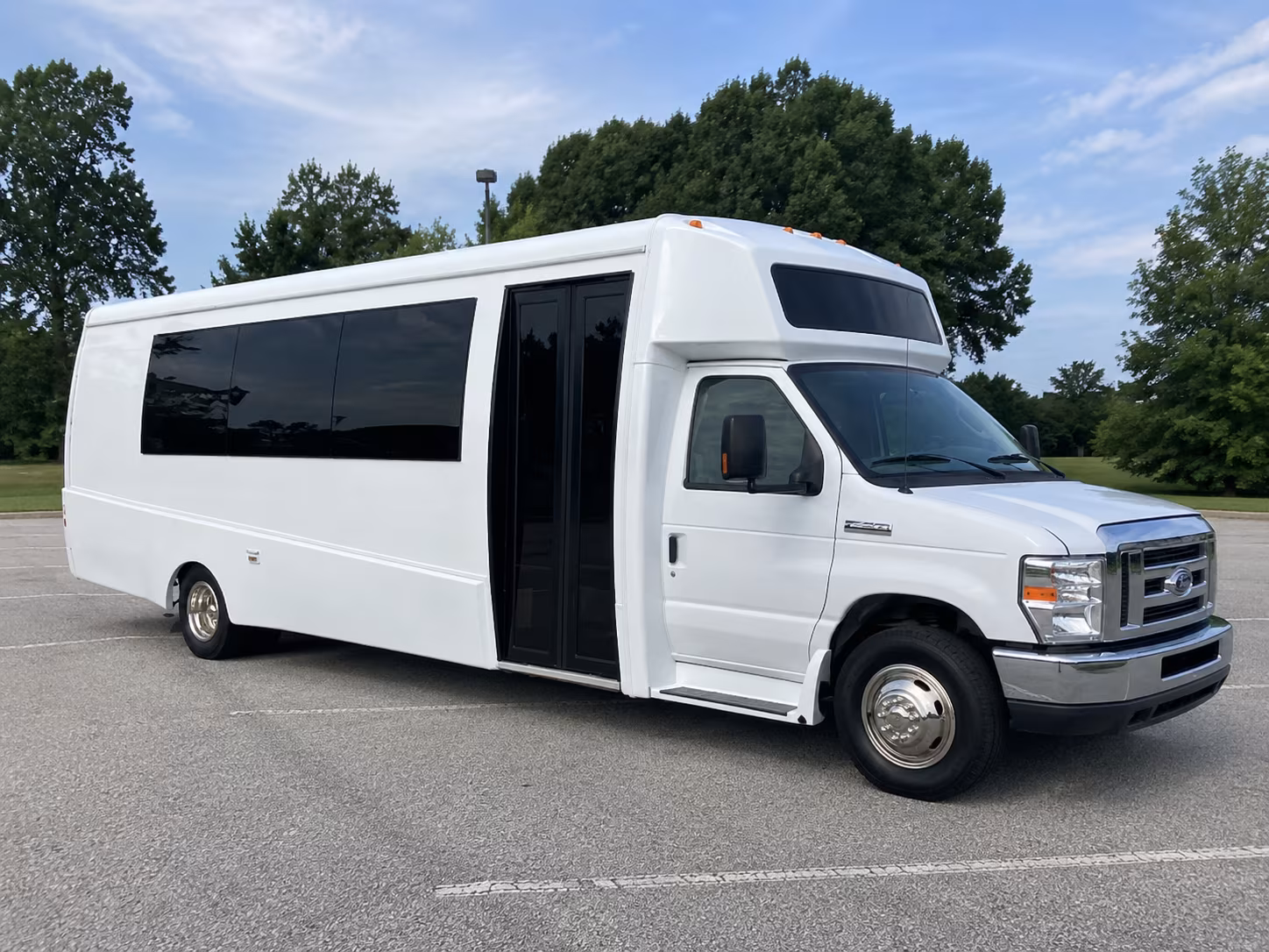 Interior of a party bus rental serving New Orleans