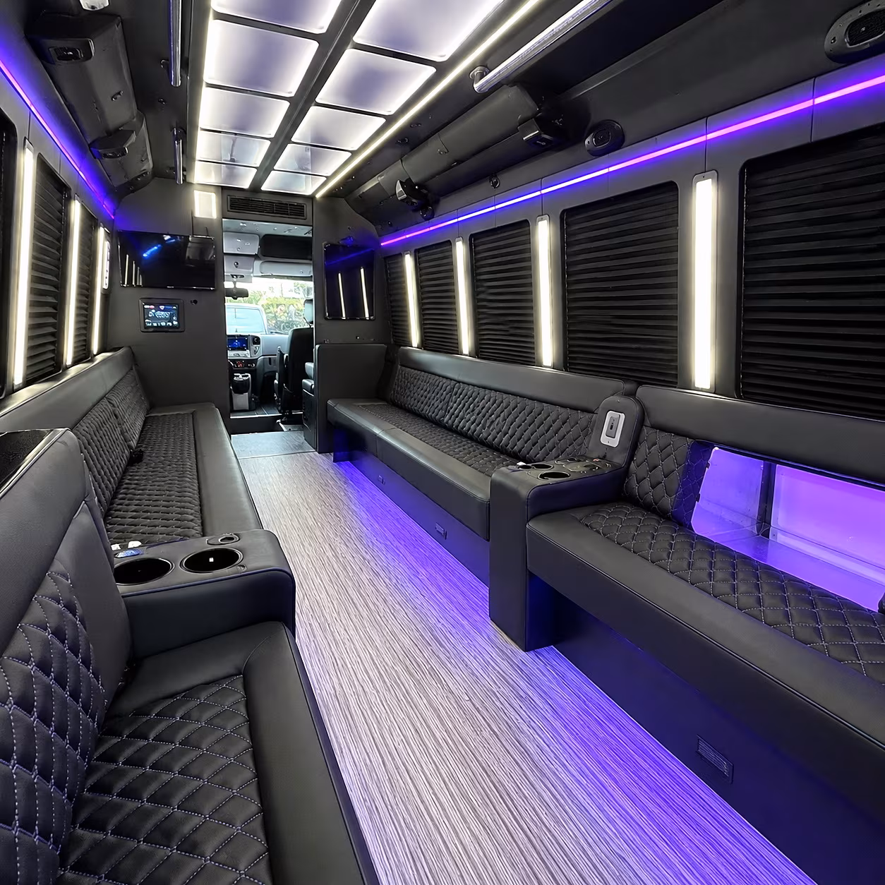 New Orleans Bachelor & Bachelorette Transportation party bus interior