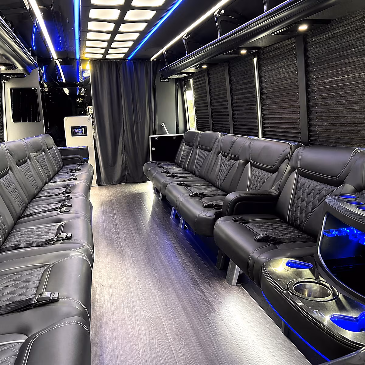New Orleans Concert & Music Festival Transportation party bus interior