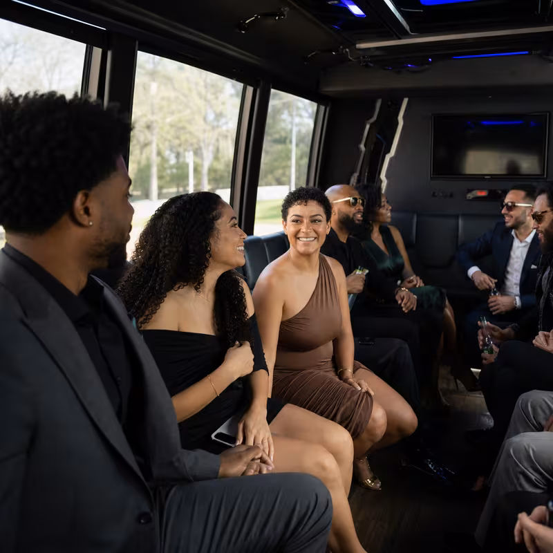 Black Mercedes Sprinter van staged for an New Orleans Private Event Transportation group