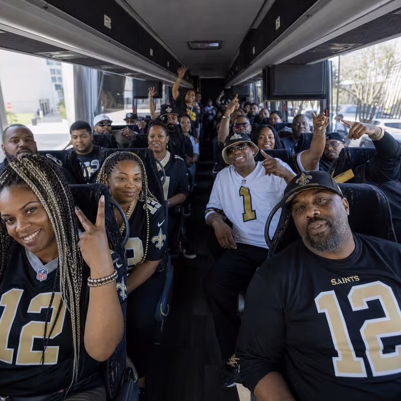 Black Mercedes Sprinter van staged for an New Orleans Sporting Event Transportation group