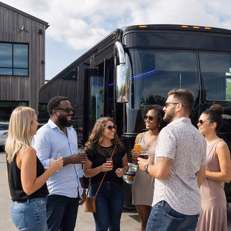 Passengers loading luggage while boarding an New Orleans group shuttle